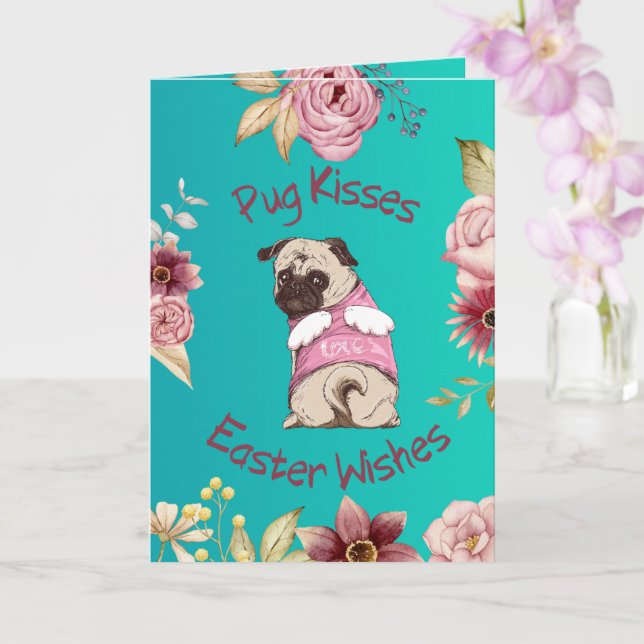 Carte Customizable Funny Pug Easter Greeting Card (Orchidée)