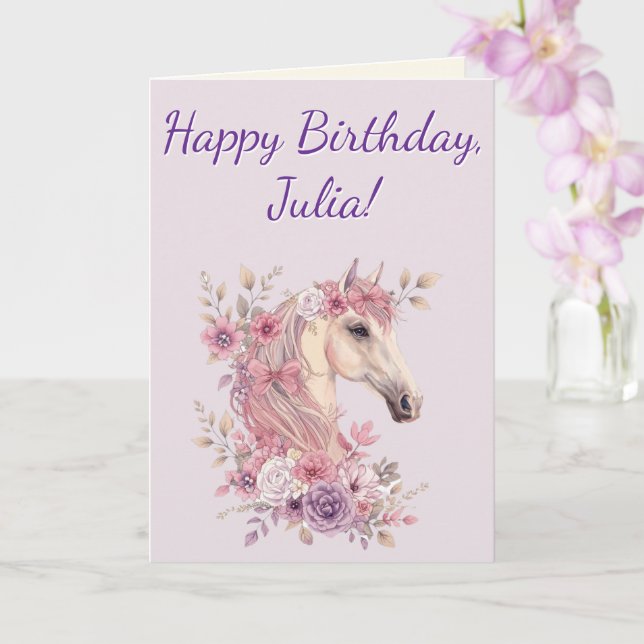 Carte Customizable Pretty Ponies and Petals Horse  (Orchidée)