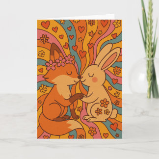 Carte Customize the Inside Fox & Rabbit Valentine's Day