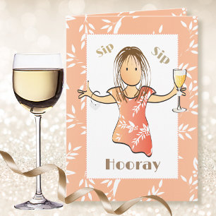 Carte Cute 40e anniversaire Femme Cartoon Champagne Toas