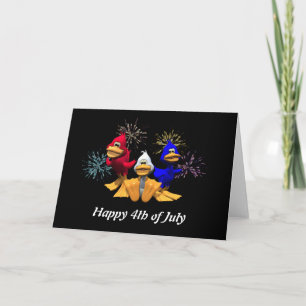 Carte Cute 4 juillet Canards rouges, blancs et bleus