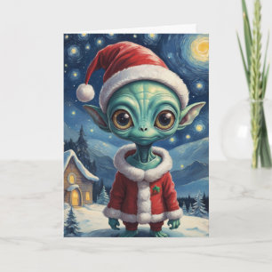 Carte Cute Alien Retro Starry Nuit personnalisée