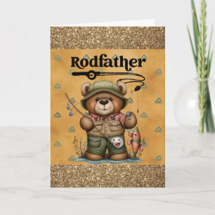 Carte Cute Amusante Fête des pères Ours de pêche