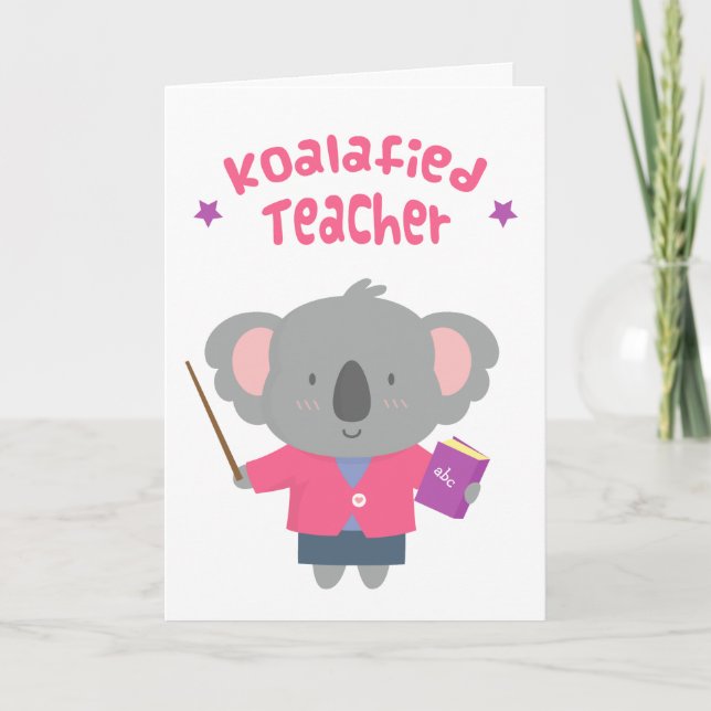 Carte Cute Amuse Pun Koala Enseignant Ours (Devant)