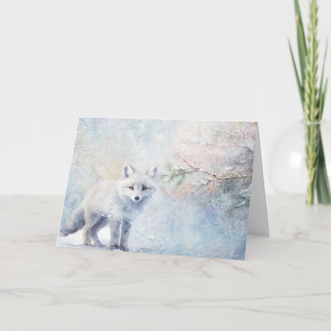 Carte Cute Animaux De Bois Coyote En Salutation De Neige (Devant)