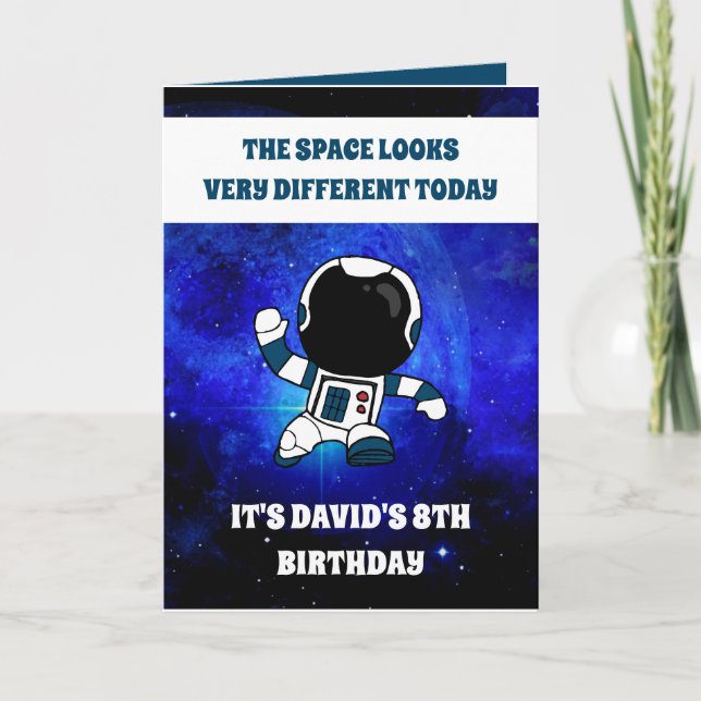 Carte Cute astronaute Espace Bleu Espace 8e anniversaire (Devant)