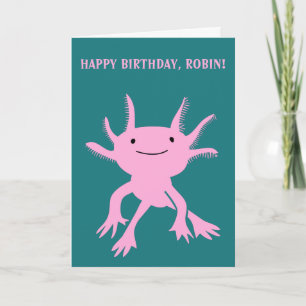 Carte Cute Axolotl Salamander rose Personnalisé Annivers