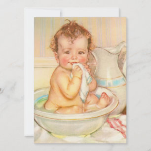 Carte Cute Baby Having a Bath