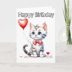 Carte Cute Baby Kitten Joyeux Anniversaire