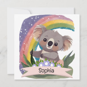 Carte Cute Baby Koala Rainbow Nom personnalisé