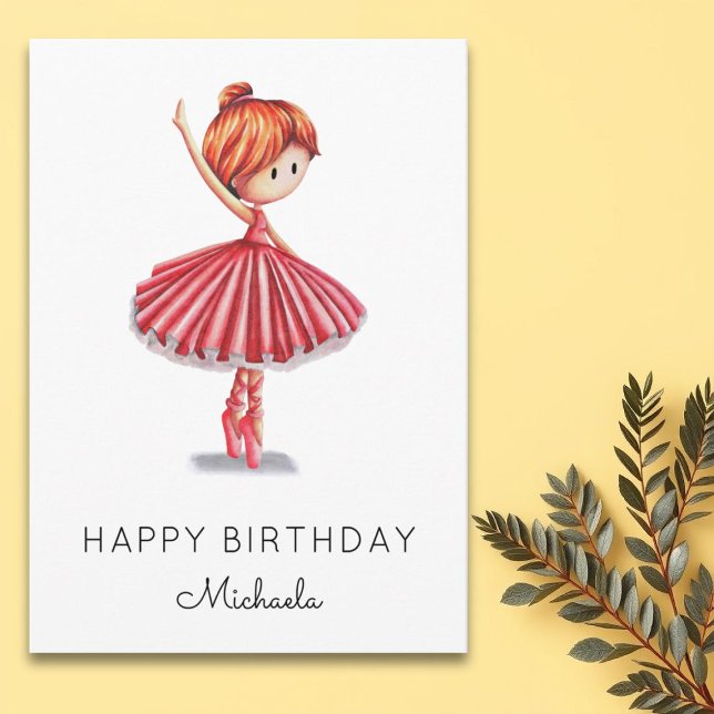 Carte Cute Ballerina Pink Tutu Girl Anniversaire (Créateur téléchargé)