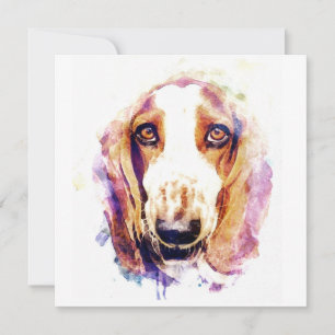 Carte Cute Basset Hound Chien Face Animal Pet Croquis