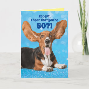 Carte Cute Basset Hound Funny Custom Age Anniversaire