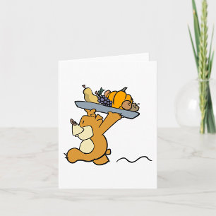 Carte Cute Bear transportant une cueillette festive Plat