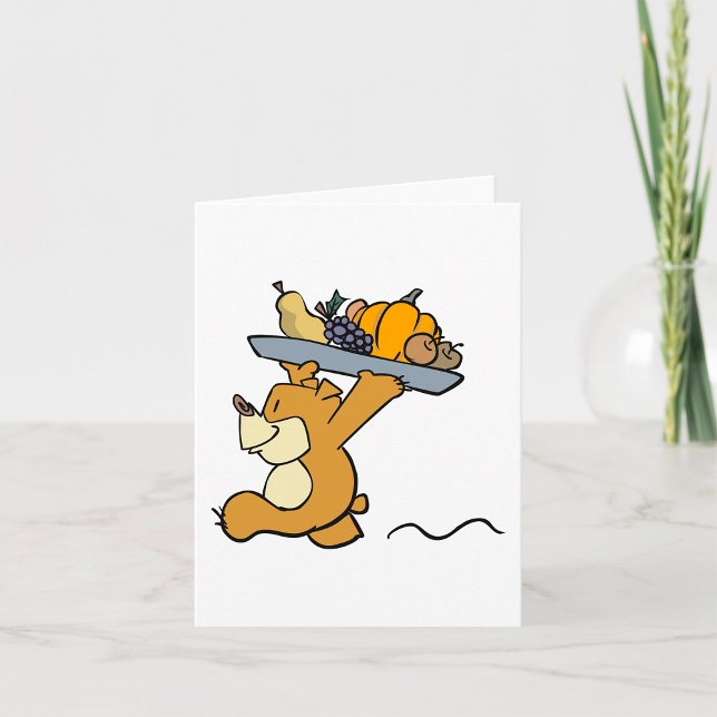 Carte Cute Bear transportant une cueillette festive Plat (Créateur téléchargé)