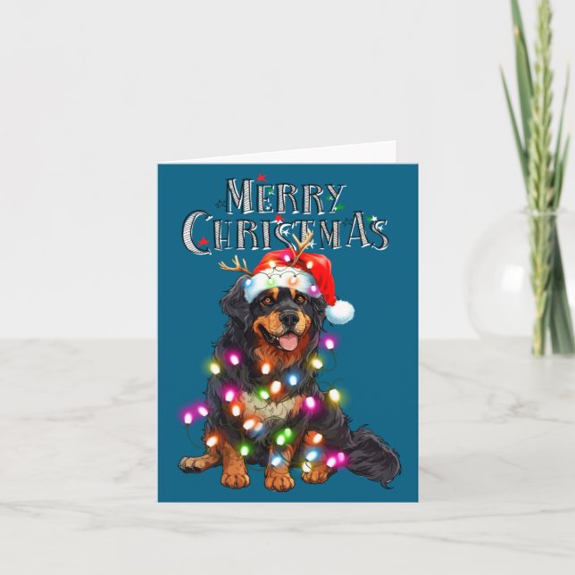 Carte Cute Bernese Mountain Christmas Lights Xmas Dog Lo (Devant)