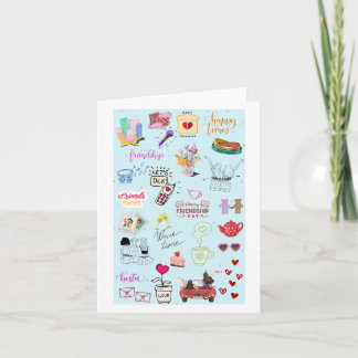 Carte Cute Besties Collage Funny Galentine's Card