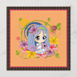 Carte Cute Big Eyed Chibi Dragon Fée