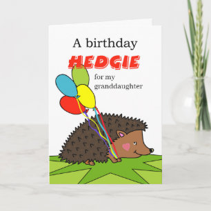 Carte Cute Birthday for Granddaugher, Hedgehog, Balloons