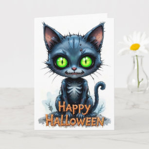 Carte Cute Black Kitten Halloween Amoureux des chats lun