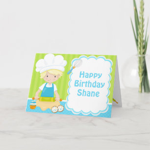 Carte Cute Blonde Cheveux Bois Baking Anniversaire