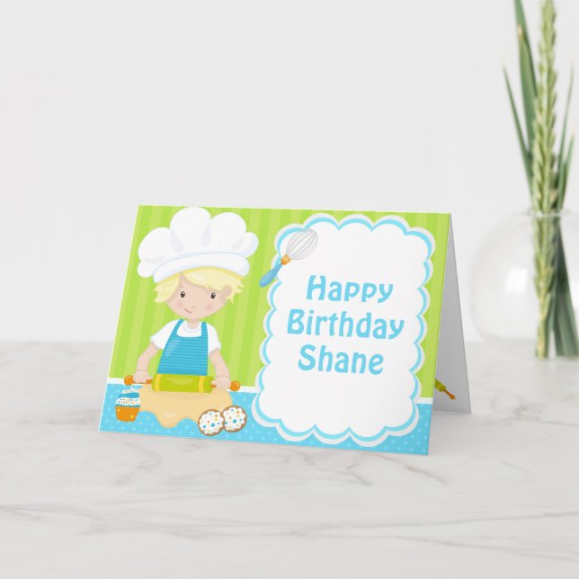 Carte Cute Blonde Cheveux Bois Baking Anniversaire (Devant)