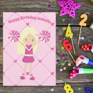 Carte Cute Blonde Pom-pom girl Personnalisé Filles Roses
