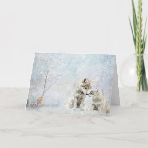 Carte Cute Bois Animaux Coyotes Dans Un Salutation De Ne