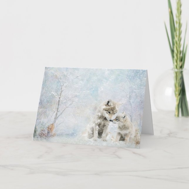 Carte Cute Bois Animaux Coyotes Dans Un Salutation De Ne (Devant)