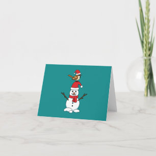 Carte Cute Bruant sur Snowman