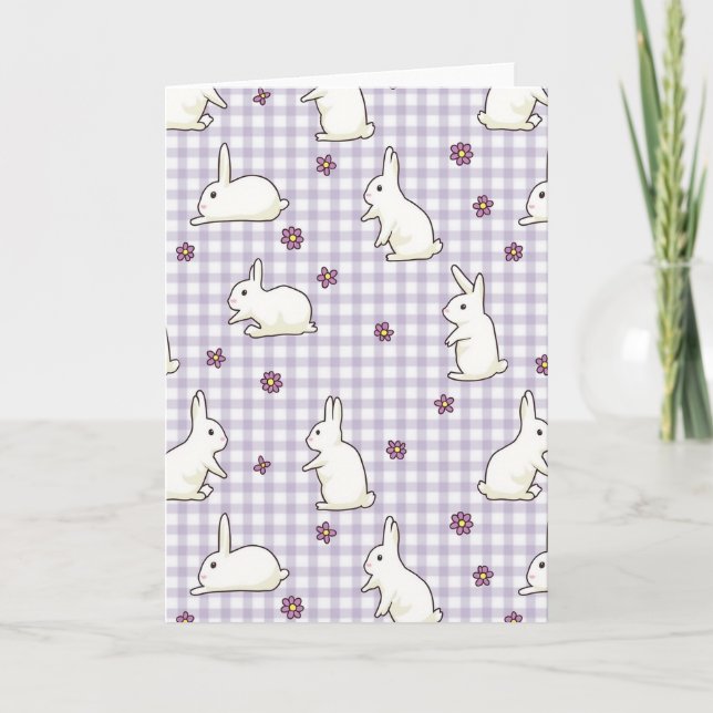 Carte Cute Bunny Pattern Greeting Card (Devant)