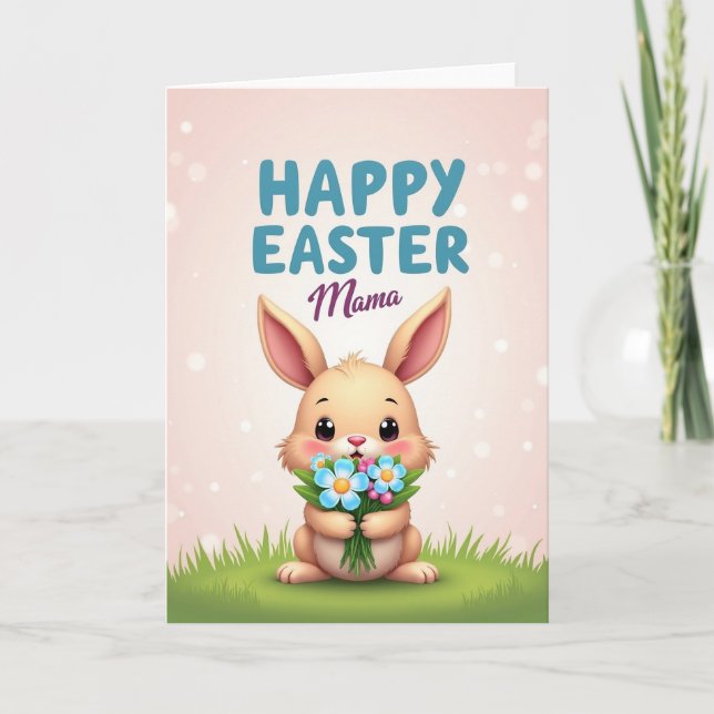 Carte Cute Bunny Spring Bouquet Card (Devant)