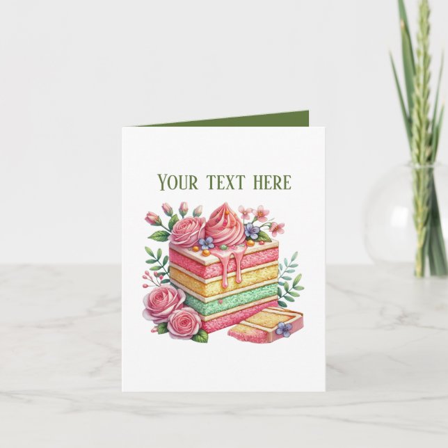 Carte Cute cake slice customizable bakery vendors (Devant)