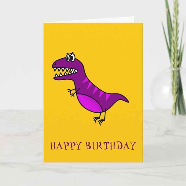 Carte Cute cartoon angry purple dinosaure (Devant)