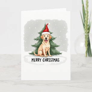 Carte Cute Cartoon Labrador Retriever à Santa Hat Chris