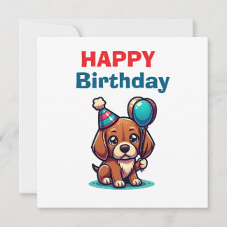 Carte Cute Cartoon Puppy Dog Happy Birthday Card - Moder