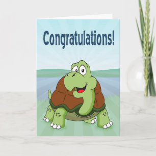 Carte Cute Cartoon Turtle Smiling pour Félicitations