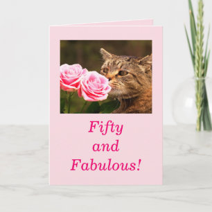 Carte Cute Cat 50 Et Fabuleux Anniversaire