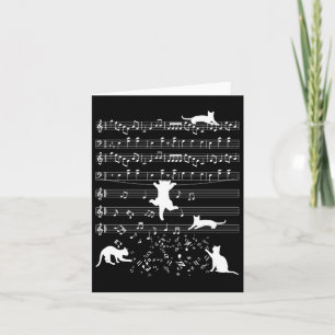 Carte Cute Cat Kitty Jouer Musique Note Clef Piano Musiq