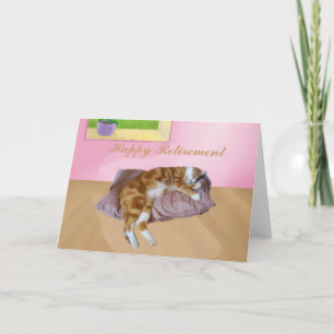 Carte Cute Cat Napping Bonne Retraite