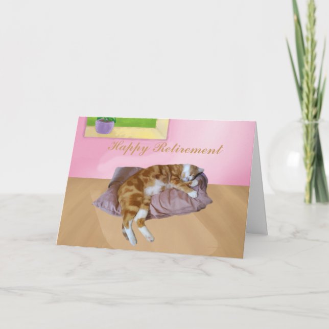 Carte Cute Cat Napping Bonne Retraite (Devant)