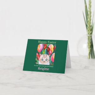 Carte Cute Cat personnalisable Texte et nom Spécial Pâqu