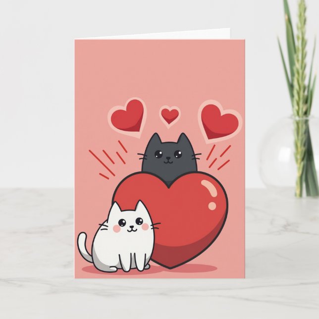 Carte Cute Cats Love Heart Card (Devant)