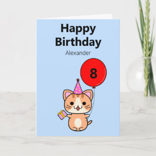 Carte Cute Chat Anniversaire Personnalisé