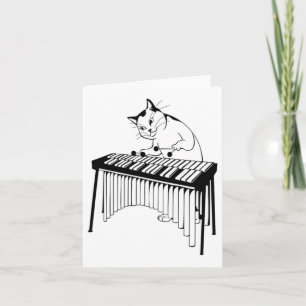 Carte Cute Chat Jouer Percussion Musical Xylophone