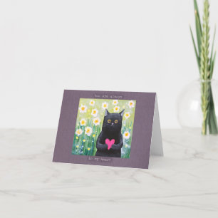 Carte Cute chat noir avec coeur Kitty Sweet Je t'aime