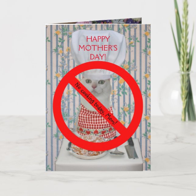 Carte Cute Chat Personnalisable Fête des Mères Pas de Cu (Devant)