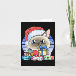 Carte Cute chat siamois Santa Claus Noël Noël Noël Noël 