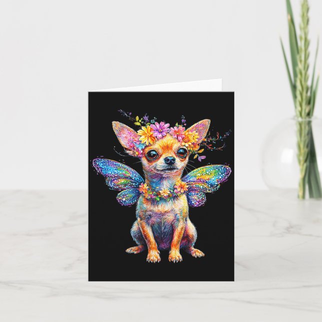 Carte Cute Chihuahua Dog Angel With Wings  (Devant)