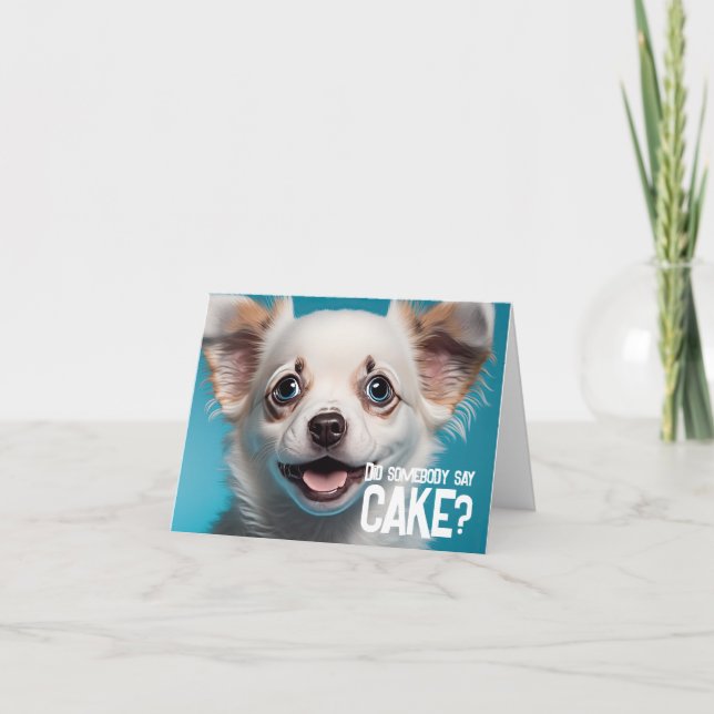 Carte Cute Chiot Funny Chien Gâteau Joyeux anniversaire (Devant)